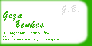 geza benkes business card
