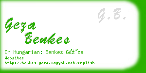 geza benkes business card